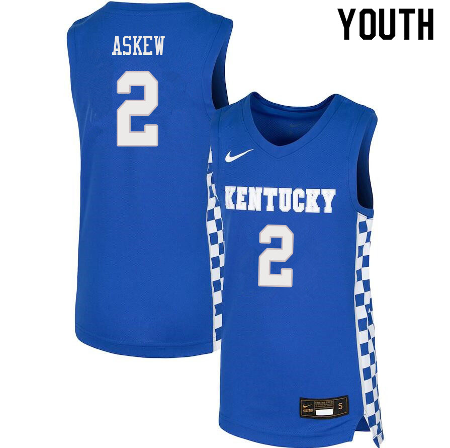 Youth #2 Devin Askew Kentucky Wildcats College Basketball Jerseys Sale-Blue